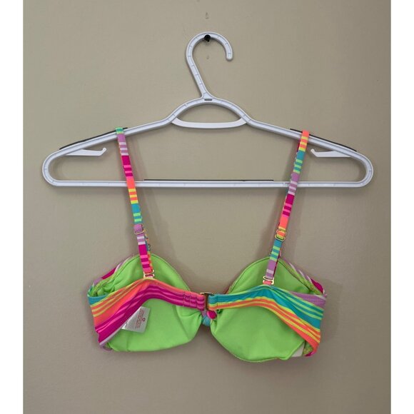 3 For $6 No Boundaries Juniors Small (3-5) Neon Stripe Bikini Top Swimsuit NOBO - Picture 2 of 4